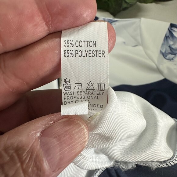 Blue & White Striped Floral Sweatshirt With Half-Zip & Ring Pull - Picture 3 of 7